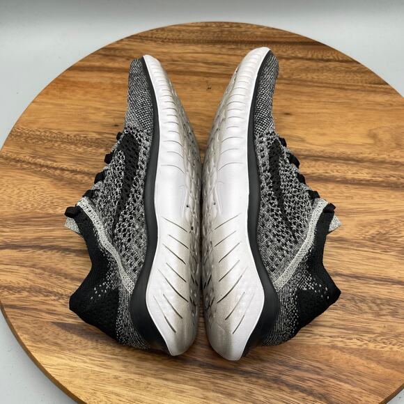 Nike Free RN Flyknit Shoes Womens 8.5 Oreo White Black Running Comfort Walking - Picture 6 of 8